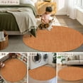 thumbnail image 6 of Burnt Orange 3.3ft Round Rug, Farmhouse Burlap Solid Orange Color Modern Linen Texture Non-Skid Rubber Backing Large Area Rugs - Living Room Bedroom Home Office, Indoor Floor Mat Carpets Washable Rug, 6 of 9
