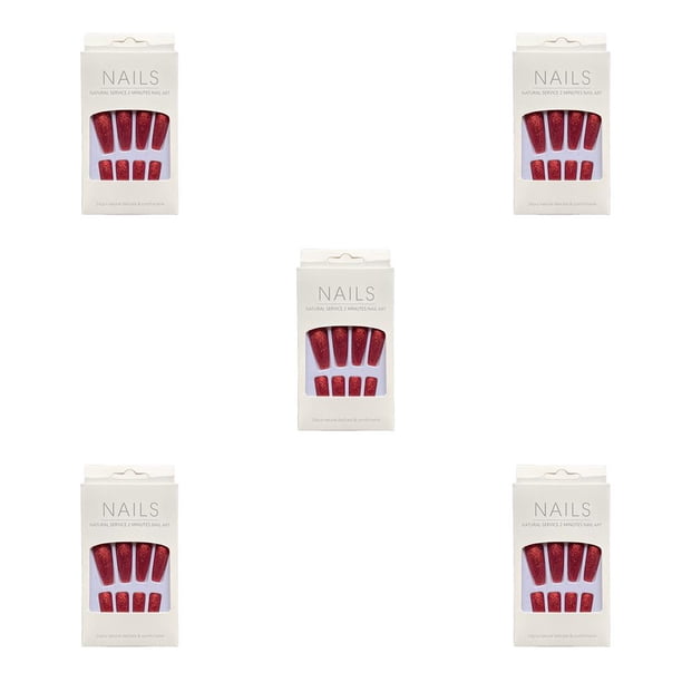 Juego de prensa de punta francesa en las uñas Vogacara H33-rojo intenso pegamento gelatina 5Conjunto
