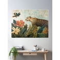 thumbnail image 2 of Vintage Jungle Leopard With Tropical Flowers And Butterfly Poster Wall Art, Modern Wall Decor For Living Room Bedroom, 12x18 UNFRAMED, 2 of 3