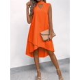 thumbnail image 4 of Women V-Neck Floral Printed A-Line Elegant Dresses Sleeveless Sundress Casual Boho Dress Orange S, 4 of 8
