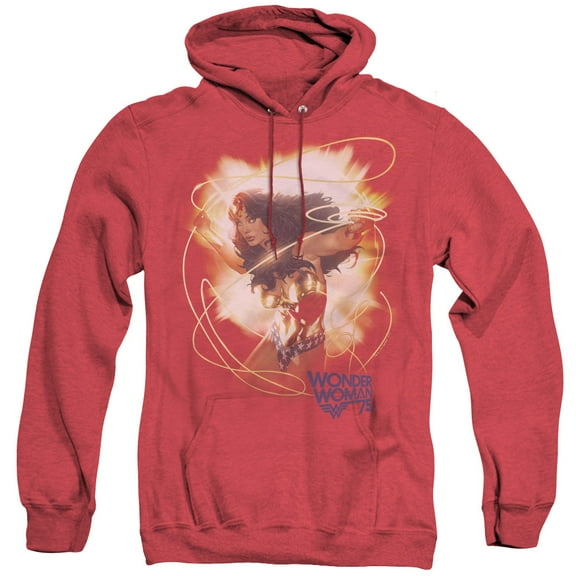 Wonder Woman 75Th Burst Adult Heather Hoodie Sweatshirt Red