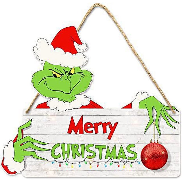 Plato de casa con decoración de Grinch para Navidad, plato de casa con temática de Feliz Navidad, decoración de habitación infantil para porche