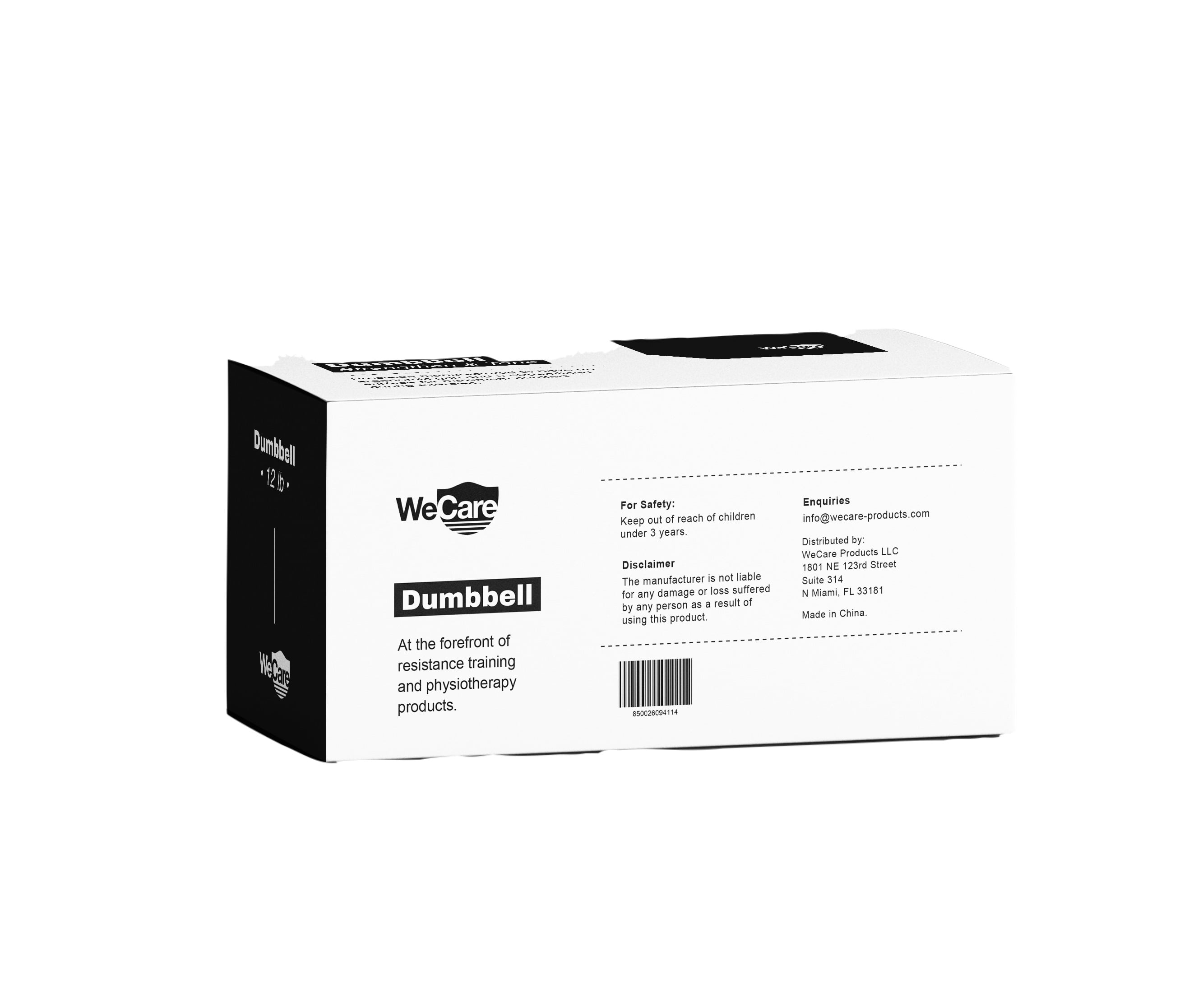 WeCare Fitness, 12lb Neoprene Dumbbell, Pair - Black