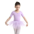 thumbnail image 3 of YONGHS Kids Girls Short Sleeves Ballet Dance Leotard Dress Mesh Tutu Skirt 2-14 A Purple 10-12, 3 of 7