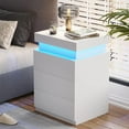 thumbnail image 4 of HYJY Nightstand with Charging Station and LED Lights,Night Stand with Sliding Top for Bedroom,Bedside Table with Drawers,Modern End Side Table,White, 4 of 17
