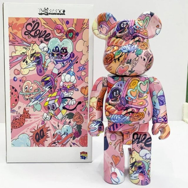 Figuras de Bearbrick de 28cm, estatuas de oso violento a la moda, colección de Bearbrick, decoraciones de escritorio, decoración de lujo para sala de estar, 400%