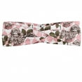 thumbnail image 1 of Vintage Headband, Grunge Engraved Style Peony Bouquets on Diamond Inspired Diagonal Squares, Elastic and Soft Women's Bandana for Sports and Everyday Use, Grey Red Coconut, by Ambesonne, 1 of 3