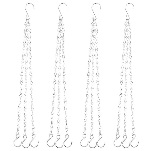 PAMINGONO Flower Pot Hanging Chain for Flower Pots Silver Iron 4Pcs