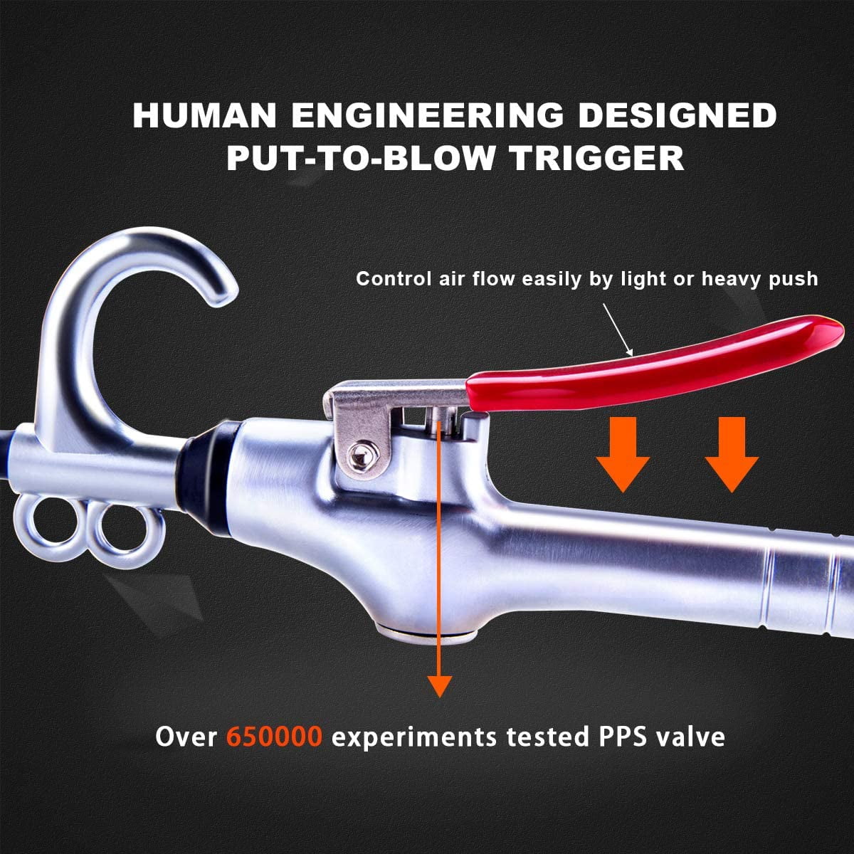 MKEUDQ-High Volume Air Blow Gun Alluminum Rubber Guard Air Flow Nozzle,Industrial Household Air Blower Gun,Pneumatic Air Compressor Accessories Dust Cleaning Tool