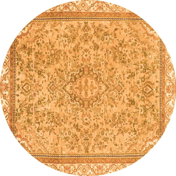 Ahgly Company Indoor Round Abstract Orange Modern Area Rugs, 3' Round