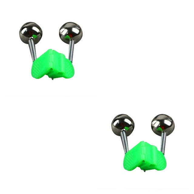 Decodeary Twin Spiral Bells Fishing Bite Alarms Night Fish Rod Tip Clips Angling Tool Green 2Set