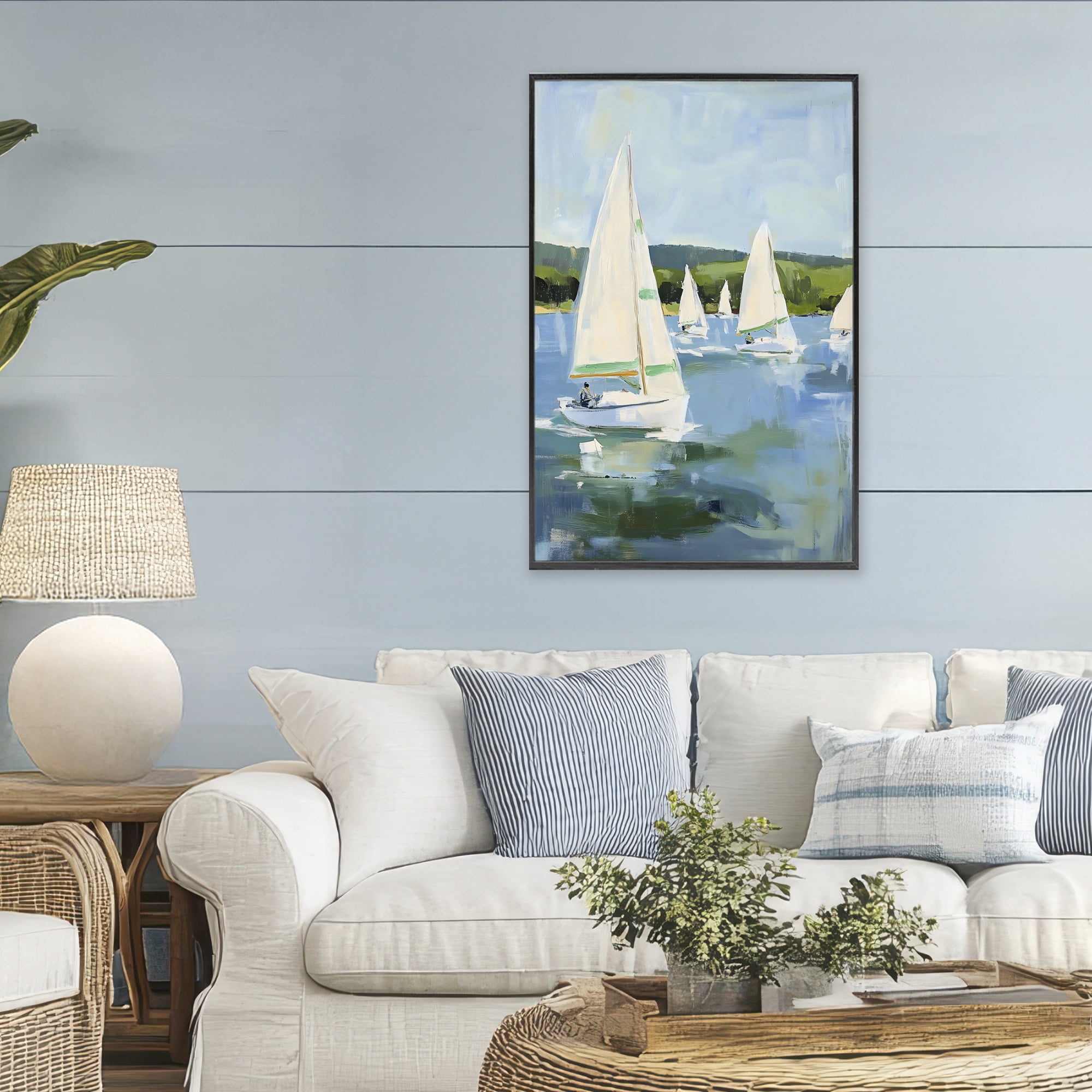 Stupell Industries Boat Race Regatta Black Framed Giclee Art, design by Petal Prints Design