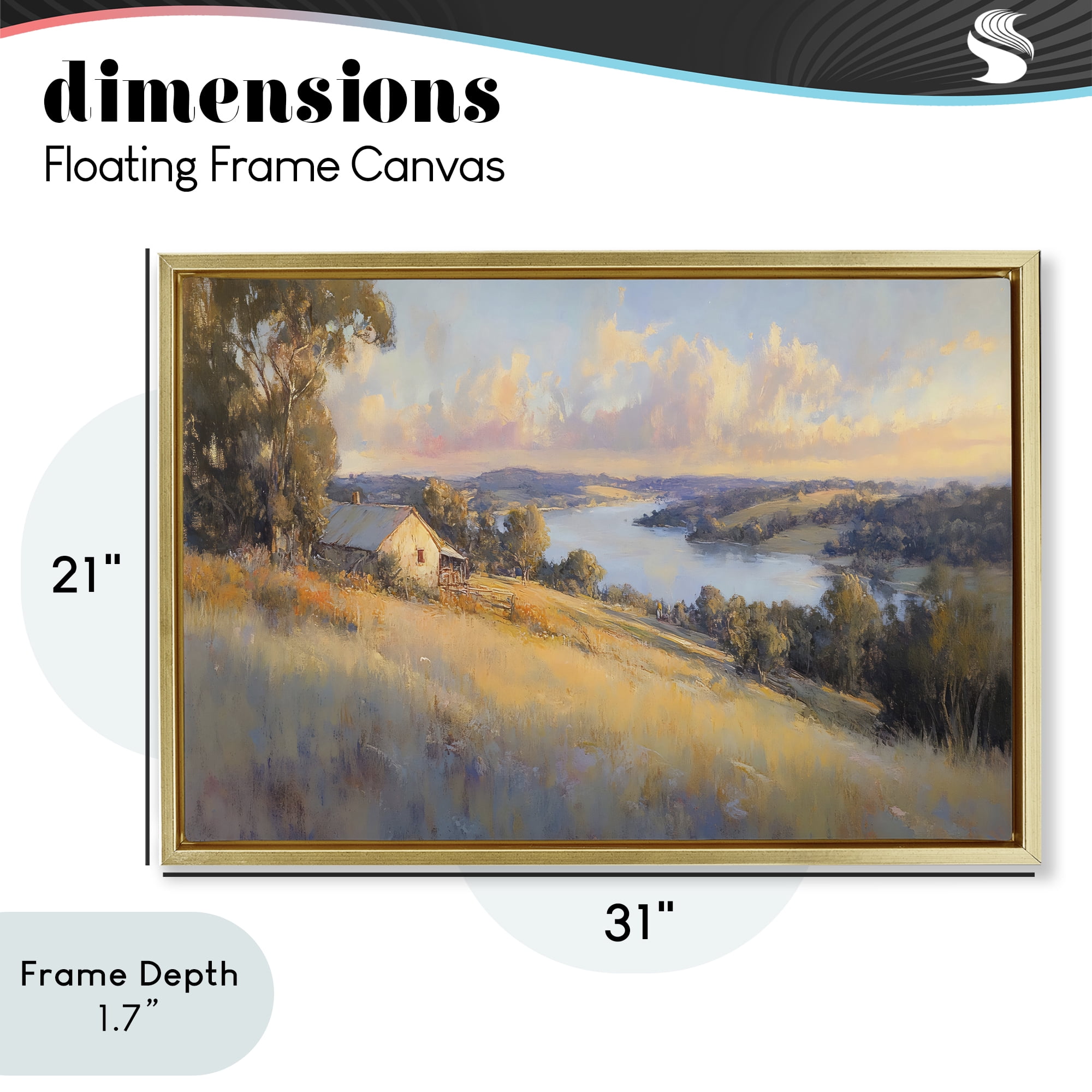 Stupell Industries Hilltop Cottage in Sunset Glow Gold Framed Floater Canvas Wall Art, design by Creative Studio