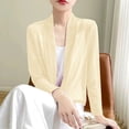 thumbnail image 5 of Beige Cardigan for Women's Long Sleeve Ice Silk Knit Skirt V Neck Cardigan Womens Fall Fashion 2024, 5 of 5