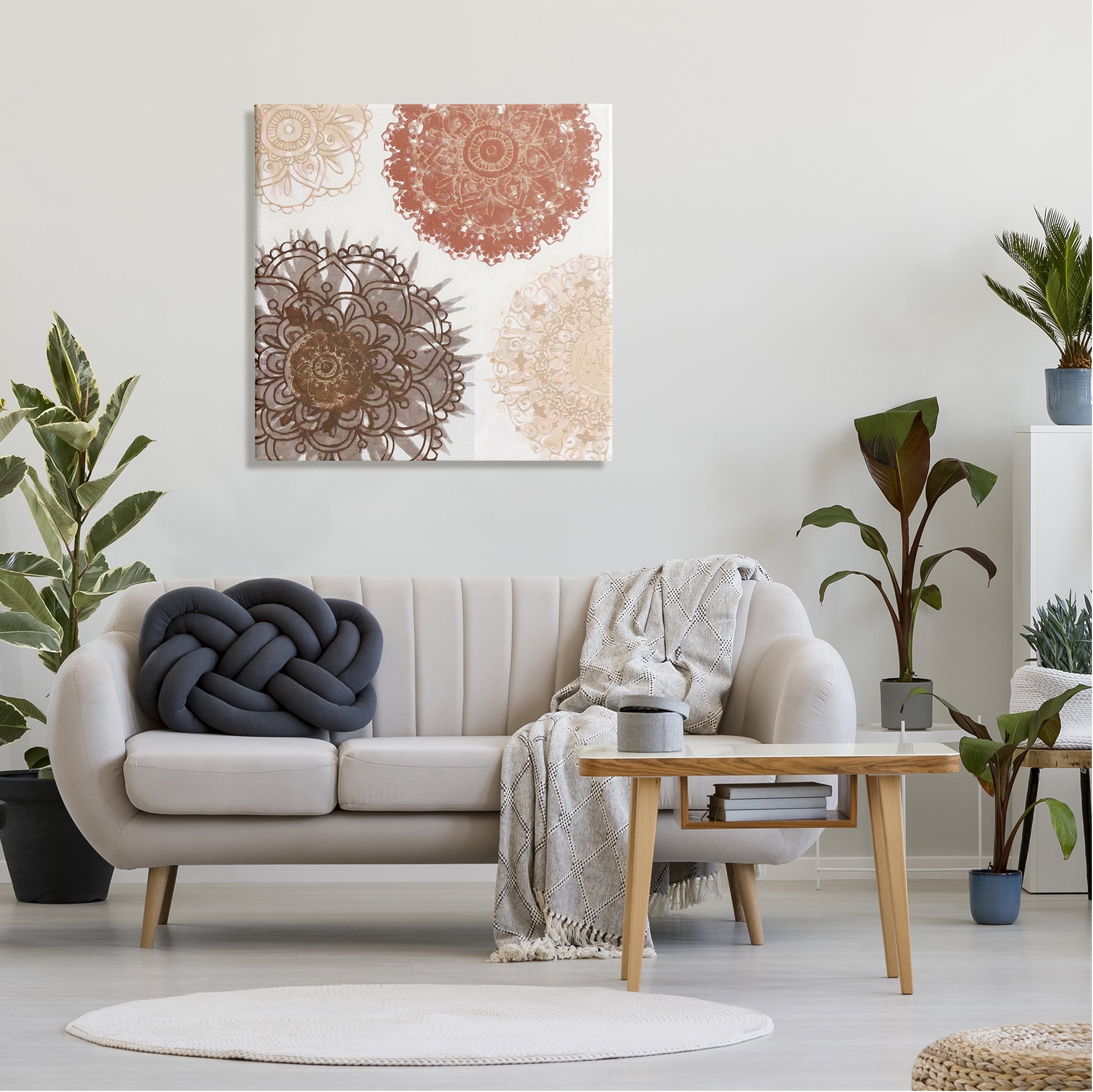 Stupell Boho Mandala Earthy Florals Abstract Painting Gallery Wrapped Canvas Print Wall Art