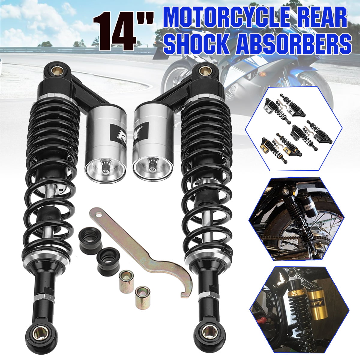 2X 360mm 14'' Rear Air Shock Absorbers Suspension For ATV Motorcycle Dirt Bike