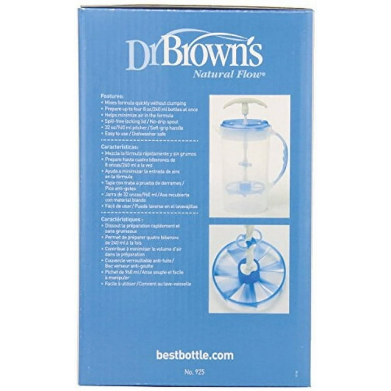 Dr. Brown's Baby Formula Mixing Pitcher with Adjustable Stopper, Locking  Lid, & No Drip Spout, 32oz, BPA Free, Blue - DroneUp Delivery