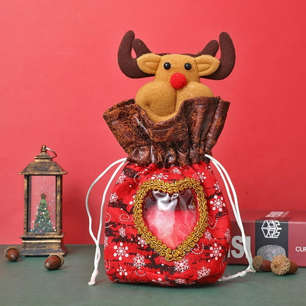 Bolsas Navideñas con Cremallera | Diseño de Muñeco de Nieve y Papá Noel | Amplio Espacio (19 X 29 Cm) | Tela Resistente | Decoración Navideña | Paquete de 1