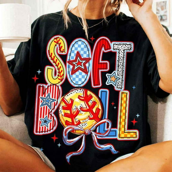 Softball Coquette Shirt, Brushstroke Softball Coquette Shirt, Game Day Softball Mom Shirt