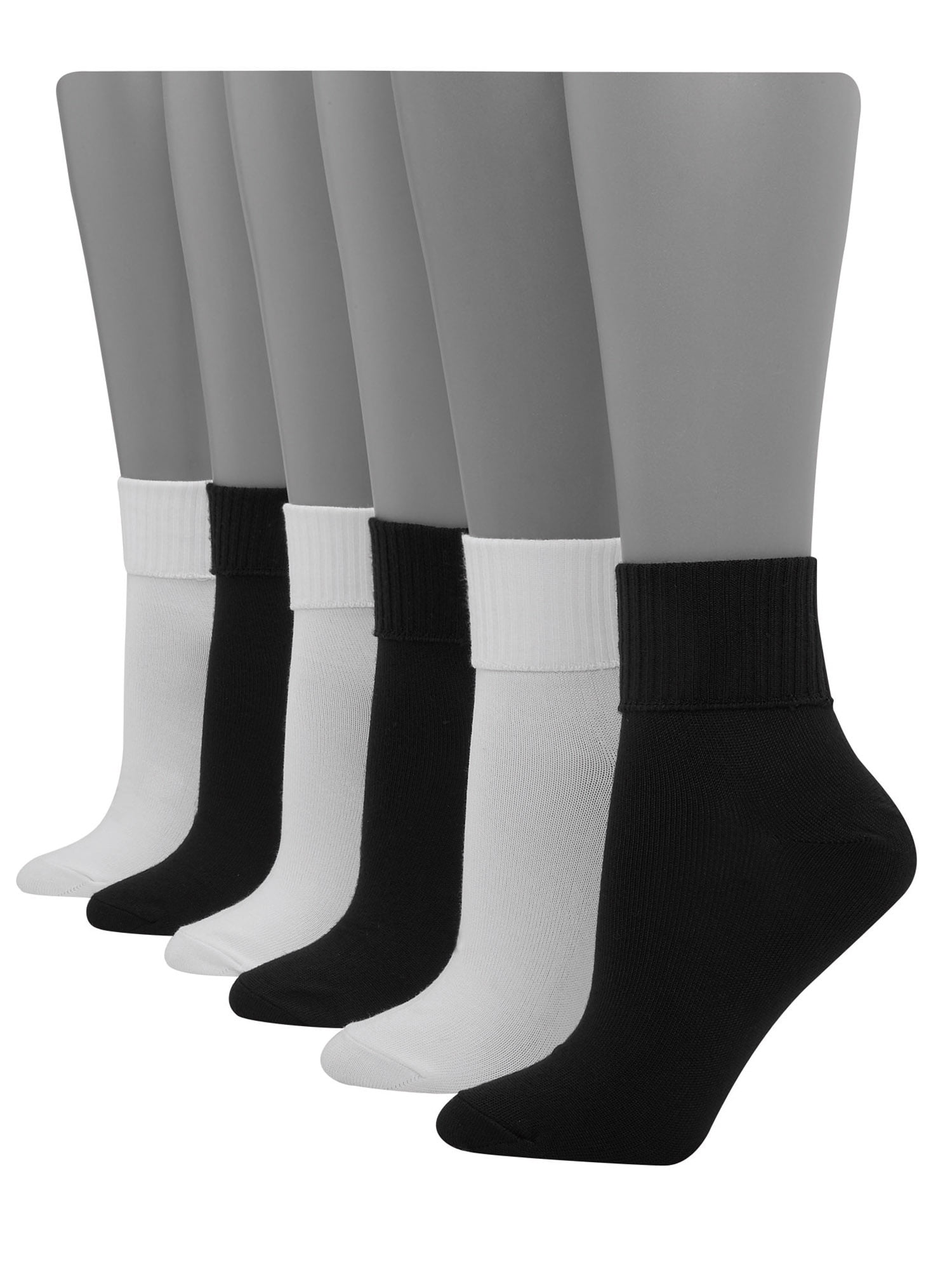 Women's ComfortSoft Cuff Socks, 6 Pack - Walmart.com