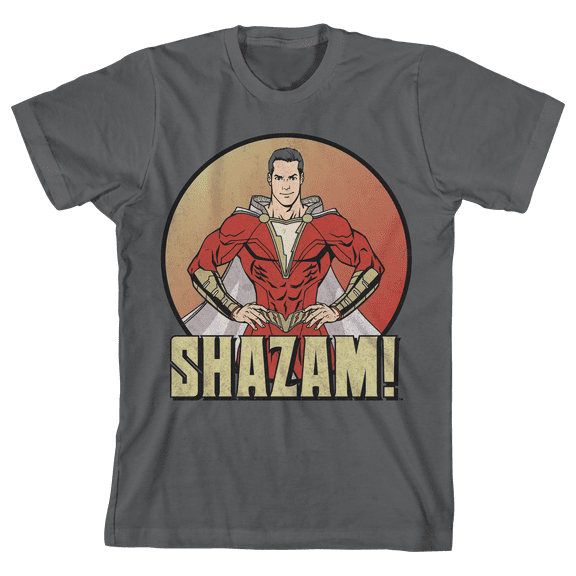 Shazam! Movie Character In Circle Crew Neck Short Sleeve Charcoal Boy's T-shirt-XS