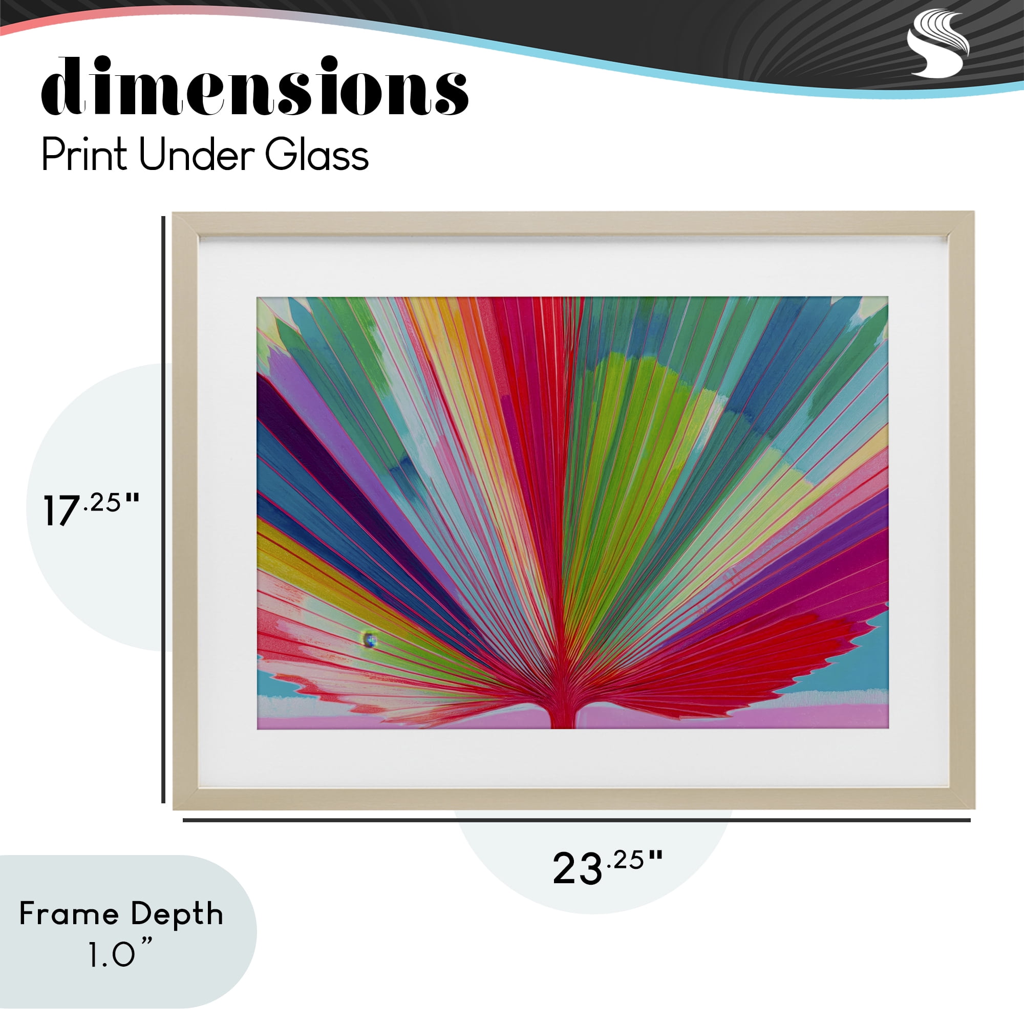 Stupell Industries Palm Fan In Spectrum Birch Framed Print Under Glass, design by Chromatic Storm Studio