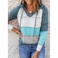 thumbnail image 3 of Asyoly Women Color Block Hooded Sweaters Long Sleeve V Neck Drawstring Hoodies Pullover Sweatshirts Casual Loose Jumper Lightweight Knitwear, 3 of 4