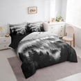 thumbnail image 3 of jejeloiu Tropical Botanical Pine 7 Pieces Bedding Comforter Set,Natural Landscape Mountain Full Bedding Set,Gray Black Fitted Sheet Flat Sheet For Adults,Luxury Bedroom Decor Reversible, 3 of 8