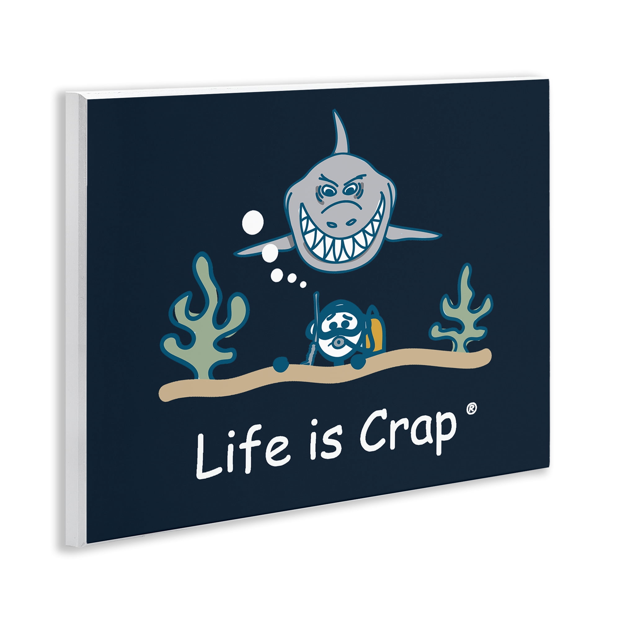 Stupell Industries Scary Scuba Shark Novelty & Humor Painting Unframed Art Print Wall Art, 14 x 11