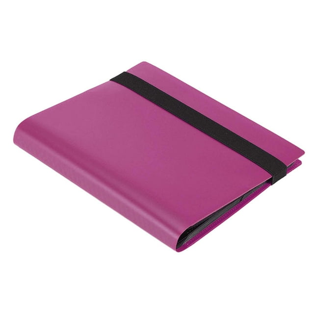 Ruiboury Trading Cards Album Binder Band Closure Portable 20 Sheets Card Storage Case yellow pink 21x17.5cm
