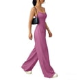 thumbnail image 5 of Dazajoo Women's Casual Sleeveless Jumpsuits One Piece Spaghetti Strap Wide Leg Romper with Pockets Summer Beach Outfits,Purple,XXL, 5 of 6