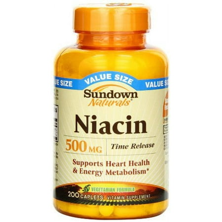 3 Pack Sundown Naturals Niacin 500 MG Vitamin Supplement 200 Caplets Each