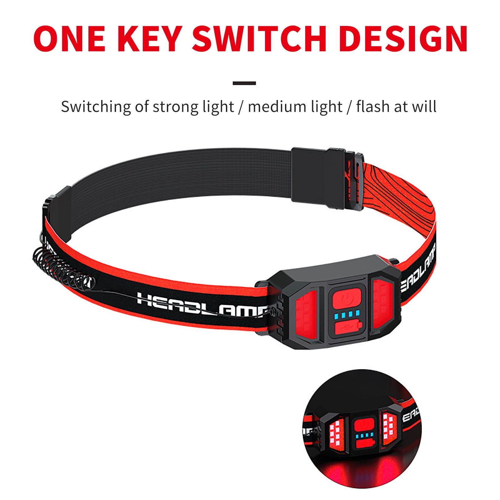 Tunhigl Savings COB Lighting Rechargeable Headband Wide Angle Headlight Outdoor Headlight
