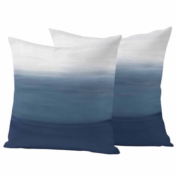 Navy Blue Ombre Outdoor Waterproof Pillow Covers, Modern Abstract Art Texture Decorative Square Throw Pillowcase Sofa Cushion Sham for Patio/Couch/Chair, 24"x24" 2 Pack