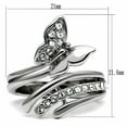 thumbnail image 2 of Clear CZ set in Butterfly Stainless Steel Non Tarnish Wide Band Ring - Size 6, 2 of 4