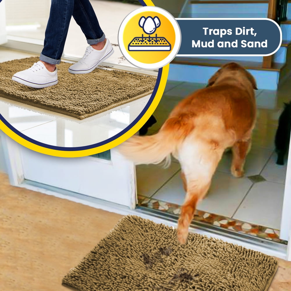 Muddy Mat® | Super Absorbent Door Mat Indoor, Microfiber Quick Dry Chenille Entryway Rug, Non-Slip Front Door Mat, Indoor Mats for Entryway, Machine Washable Pet Rug, Beige 28"x18"