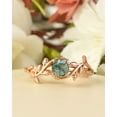 thumbnail image 5 of JeenMata Solitaire - 0.50 Carat Round Brilliant Cut Real Solid Moss Green Agate - Magic Forest Branch Engagement Ring - 18K Rose Gold Plating over Silver, 5 of 8