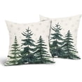 thumbnail image 2 of Christmas Trees Snowflake Pillow Covers 18x18 Inch 2 Pack Winter Forest Green Christmas Throw Pillow Covers Winter Holiday Pillowcases Cotton Linen Cushion Covers For Couch Bed Sofa Chair Car Decor, 2 of 6