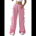 thumbnail image 3 of Pantalones Deportivos Anchos para Mujer, Cintura Elástica, Holgados e Informales con Bolsillo, para Salir. Rosa L, 3 of 9