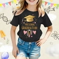 thumbnail image 2 of MIXUE Toddler Girls Tops & T-Shirts Summer Cute Preschool Graduation Print Round Neck Short Sleeve Loose Fit Casual Tshirts Holiday Wear,Black,3-4 Years, 2 of 4