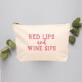 thumbnail image 4 of Koyal Wholesale Funny Makeup Bag Canvas Cosmetic Bag with Zipper Red Lips And Wine Sips Makeup Pouch 6.5 x 9 Inch, 4 of 5