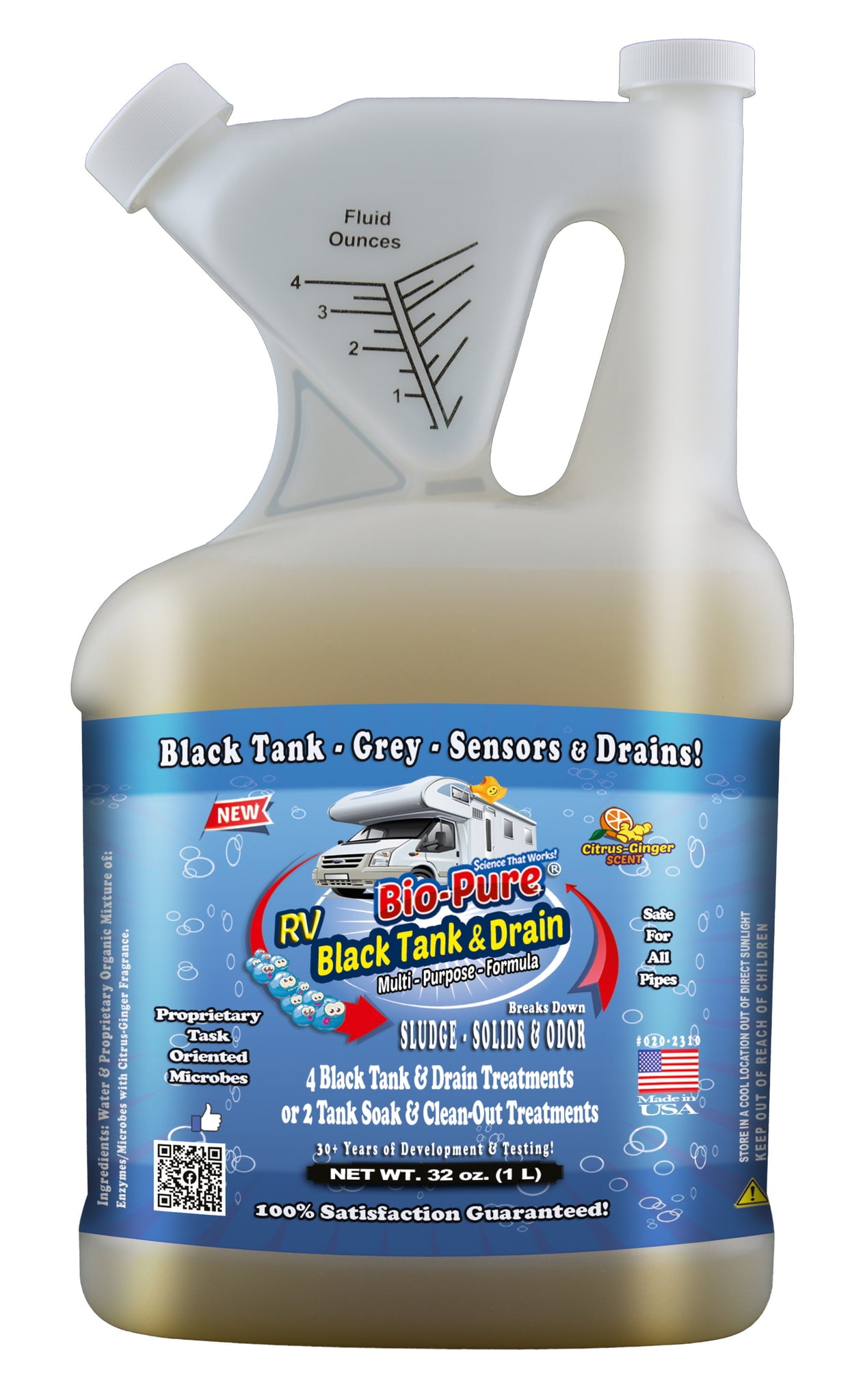 Bio Pure RV Black Tank & Drain Restore & Maintain 32 oz. 4 Septic