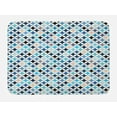 thumbnail image 1 of Modern Bath Mat, Geometric Circles with Half Round Like Square in the Blue Tones Mix Image Backdrop, Non-Slip Plush Mat Bathroom Kitchen Laundry Room Decor, 29.5 X 17.5 Inches, Multicolor, Ambesonne, 1 of 2