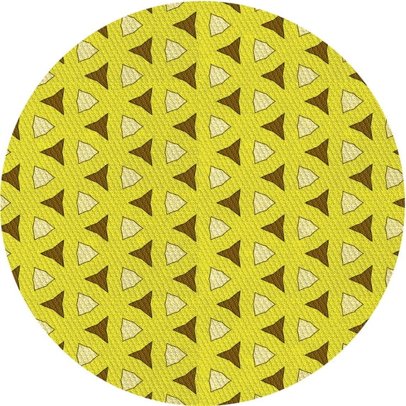 Ahgly Company Indoor Round Patterned Canary Yellow Area Rugs, 5' Round