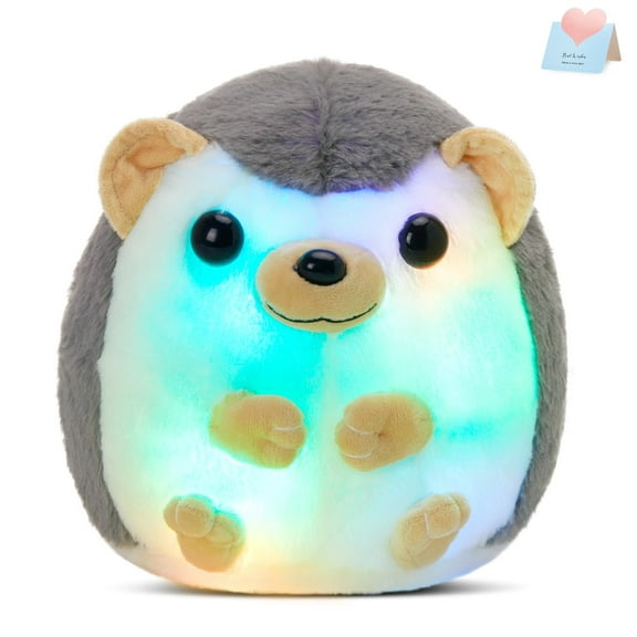 Houwsbaby 10'' Light up Hedgehog Stuffed Animal Glow Soft Plush Toy LED Nightlight Bedtime Gift for Toddlers Kids on Birthday Christmas