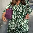 thumbnail image 3 of Geometric Print Loose A-Line Party Dress for Women with Long Sleeves, 3 of 9