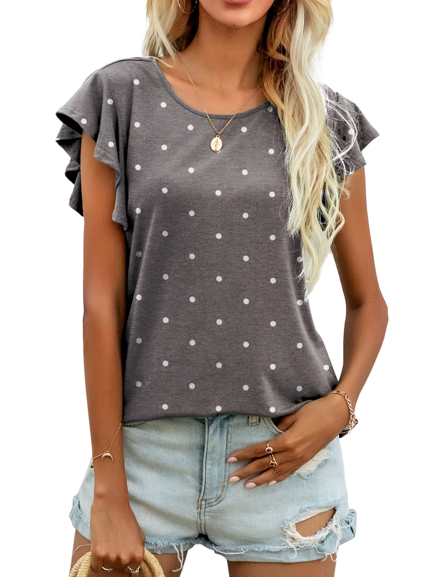 Womens Hollow Out Bling Nail Beading Top Tee Casual O-Neck Short Sleeve Blouse