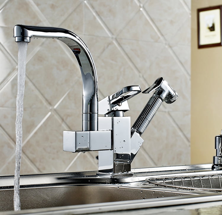 Fawyn Kitchen Sink Faucets with Pull Down Sprayer Mixer Tap Single ...