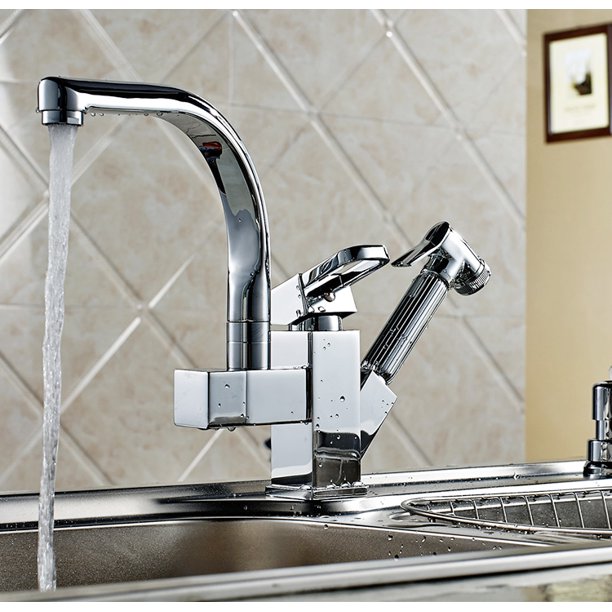 Fawyn Kitchen Sink Faucets With Pull Down Sprayer Mixer Tap Single Handle Stainless Steel Kitchen Faucet With Hot Cold Water Hose Walmart Com Walmart Com