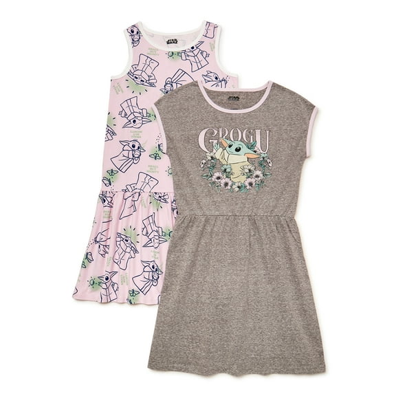 Star Wars Girls Baby Yoda Play Dress, 2-Pack, Sizes 4-12